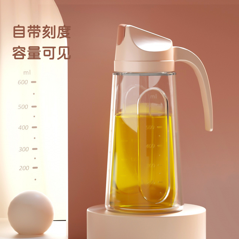 美滋大容量玻璃防尘防漏油壶 自动开盖翻盖油瓶调味瓶 酱油醋油壶
