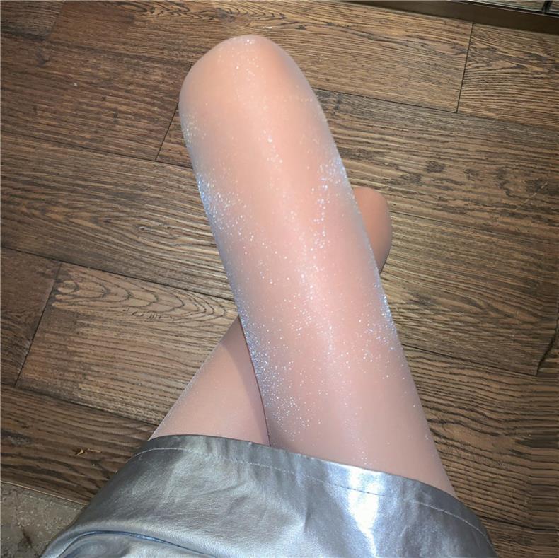 超薄亮晶晶珠光丝袜夏季美腿黑丝连裤袜隐形打底一线档